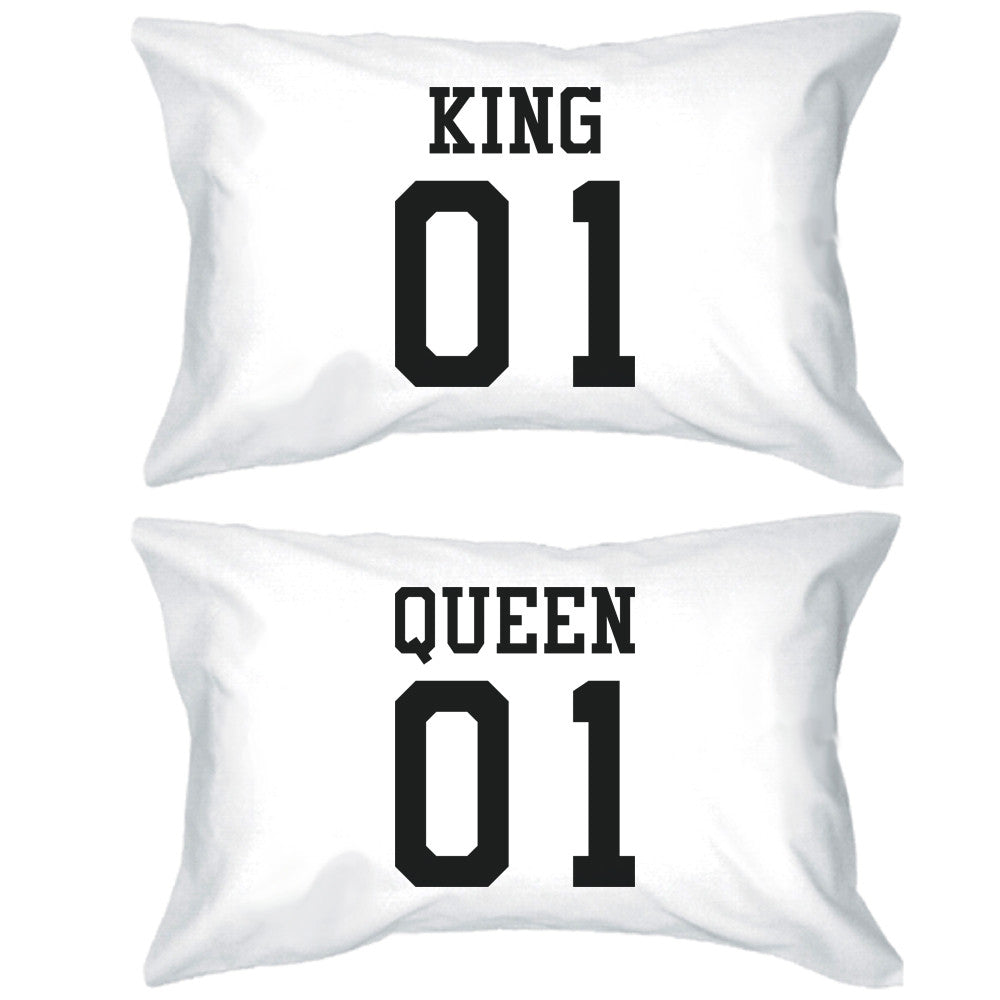 King 01 Queen 01 Couple Pillowcase Set Matching Pillow Covers for Couples - 365INLOVE