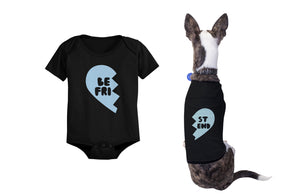 Best Friend Half Heart Matching Baby Onesies and Dog Shirts Pet and Infant Apparel - 365INLOVE