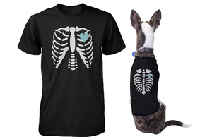 Skeleton Matching Pet and Owner T-shirts for Halloween Dog and Human Apparel - 365INLOVE