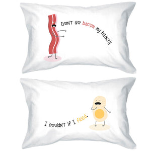 His and Hers Pillowcases Cute Bacon and Egg Matching Couple Pillow Covers - 365INLOVE