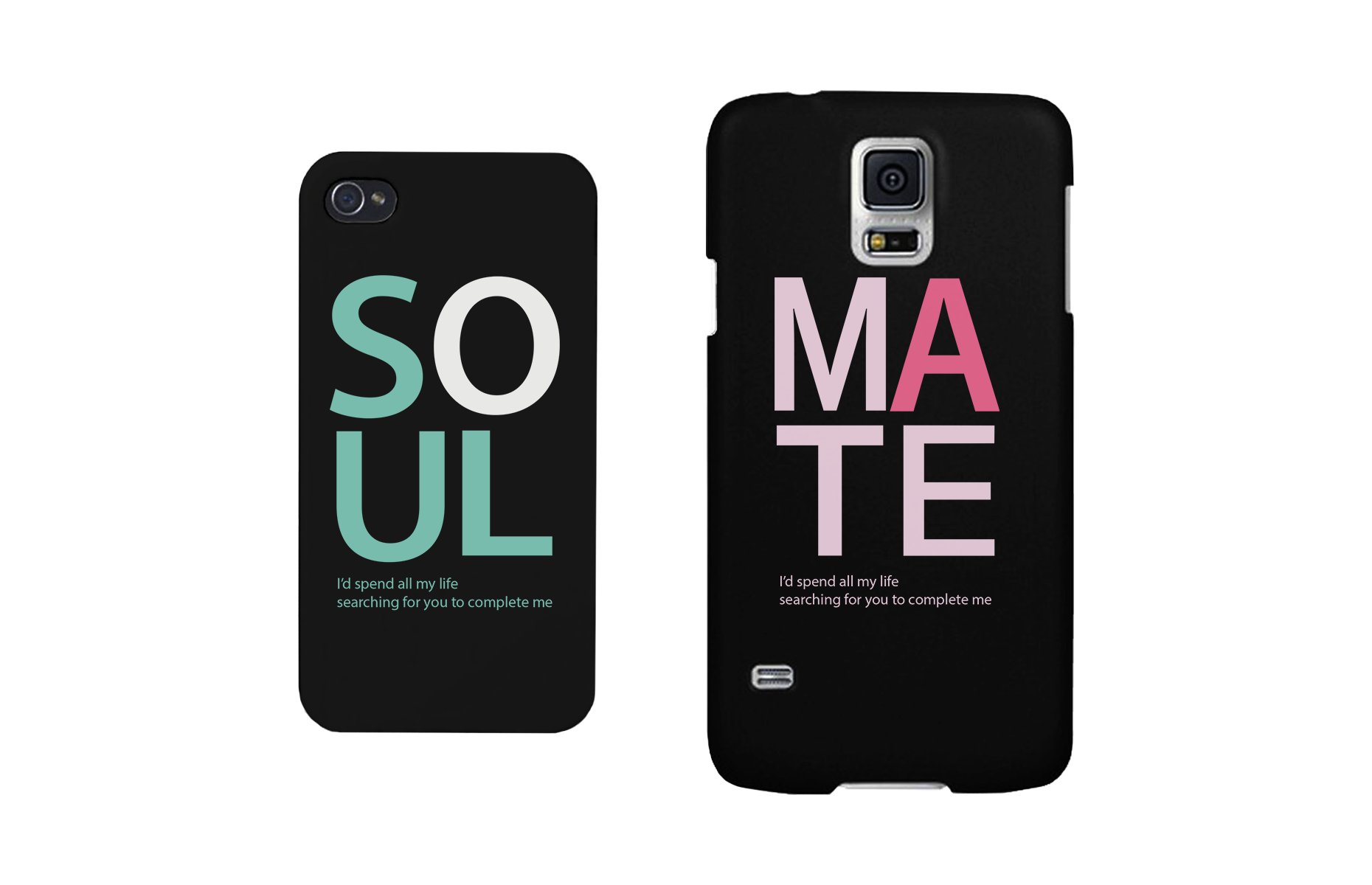 Soul Mate Black Matching Couple Phone Cases Valentine's Day Gifts - 365INLOVE