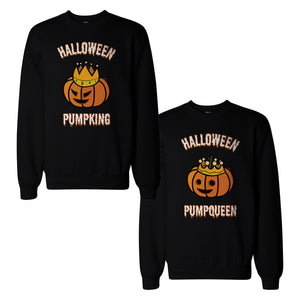 Halloween Pumpking And Pumpqueen Couple Sweatshirts