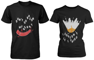 Bacon and Egg "Falling on the Frying Pan" Couple T-shirts - Matching Shirts - 365INLOVE