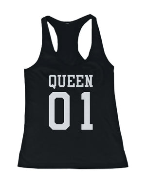 King 01 Queen 01 Couple Tank Tops Matching Tanks Summer Vacation Tee - 365INLOVE