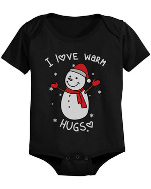 I Love Warm Hugs Snowman Cute Christmas Black Baby Bodysuit Gifts - 365INLOVE
