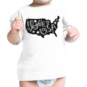 I Love USA White Cotton Baby Graphic Tee Cute Gift For New Army Dad - 365INLOVE