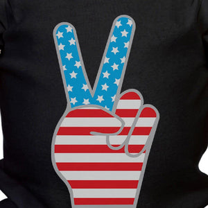 American Flag Peace Sign Black Cotton Baby Bodysuit 4th Of July Gifts - 365INLOVE