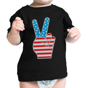 American Flag Peace Sign Black Cotton Infant Tee 4th Of July Gift - 365INLOVE