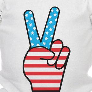 Peace Figure Sign American Flag Baby Bodysuit For Independence Day - 365INLOVE