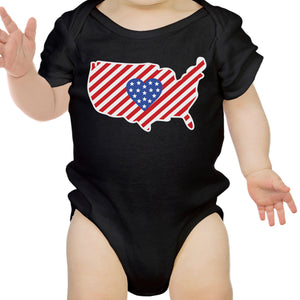 American Flag Pattern USA Map Cute Baby Bodysuit For Baby Shower - 365INLOVE