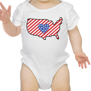 USA Map Cute 4th Of July Decorative Cute Baby Bodysuit New Mom Gifts - 365INLOVE