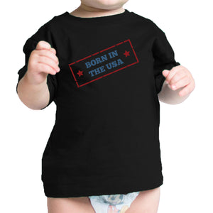 Born In The USA First 4th Of July Baby T-Shirt Black Cotton Tee - 365INLOVE