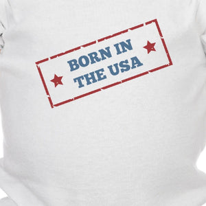 Born In The USA White Unique July 4 Baby Bodysuit Cotton Easy Snap On - 365INLOVE