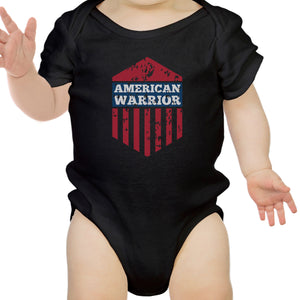 American Warrior Black Cute 4th Of July Black Baby Snap On Bodysuit - 365INLOVE