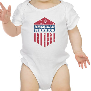 American Warrior White Baby Bodysuit Snap On Cute Baby Shower Gifts - 365INLOVE