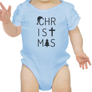 Christmas Letters Baby Sky Blue Bodysuit