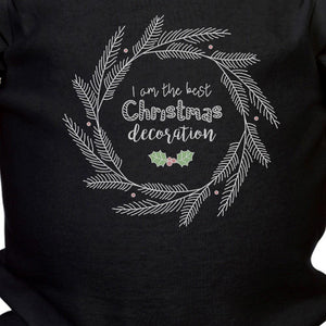 I Am The Best Christmas Decoration Wreath Baby Black Bodysuit