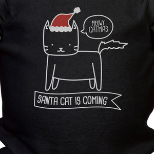 Meowy Catmas Santa Cat Is Coming Baby Black Bodysuit