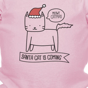 Meowy Catmas Santa Cat Is Coming Baby Pink Bodysuit
