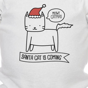 Meowy Catmas Santa Cat Is Coming Baby White Bodysuit
