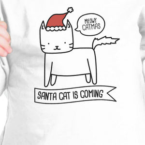 Meowy Catmas Santa Cat Is Coming Baby White Shirt