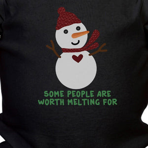 Some People Are Worth Melting For Snowman Baby Black Bodysuit