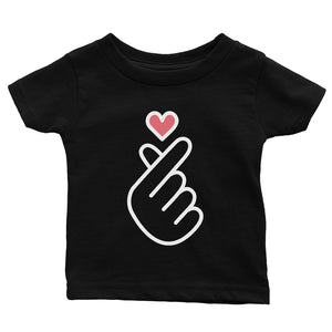 365 Printing Finger Heart Baby Graphic T-Shirt Gift Baby Shower Cute Infant Tee