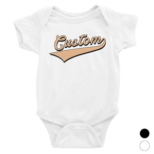 Orange College Swoosh Groovy Cool Baby Personalized Bodysuit Gift