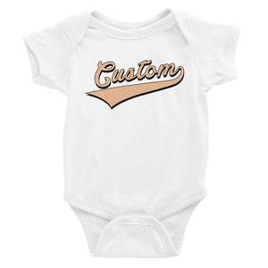 Orange College Swoosh Groovy Cool Baby Personalized Bodysuit Gift