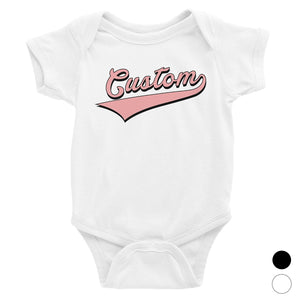 Pink College Swoosh Retro Cool Rad Baby Personalized Bodysuit Gift