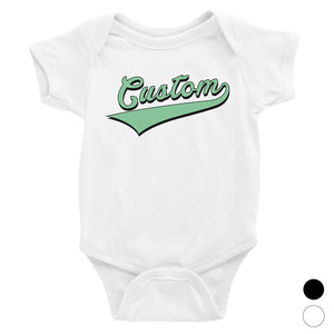 Green College Swoosh Sweet Custom Baby Personalized Bodysuit Custom
