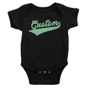Green College Swoosh Sweet Custom Baby Personalized Bodysuit Custom