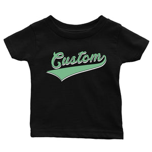 Green College Swoosh Bright Custom Baby Personalized T-Shirt Custom