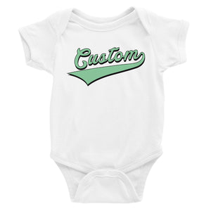 Green College Swoosh Sweet Custom Baby Personalized Bodysuit Custom