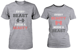beauty and beast couple workout shirts