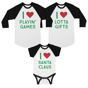 I Love Christmas Stuff Family Matching BaseBall Shirts Winter Holiday Gifts