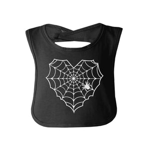 Heart Spider Web Baby Black Bib