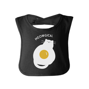 Meowgical Cat And Fried Egg Baby Black Bib