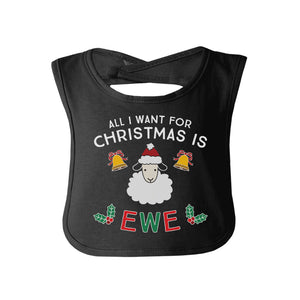 All I Want For Christmas Is Ewe Baby Black Bib