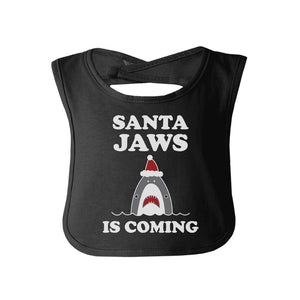 Santa Jaws Is Coming Baby Black Bib