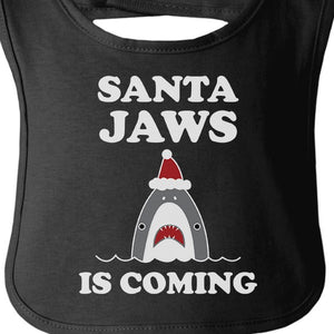 Santa Jaws Is Coming Baby Black Bib