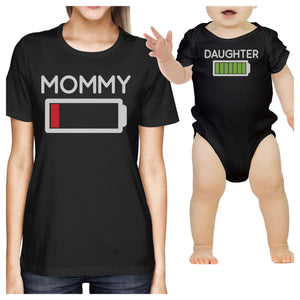 Mommy & Daughter Battery Black Mom and Baby Girl Matching T Shirt - 365INLOVE