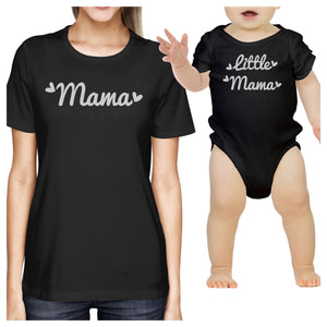 Mama & Little Mama Black Cute T-Shirt Baby Gifts For Newborn Girls - 365INLOVE