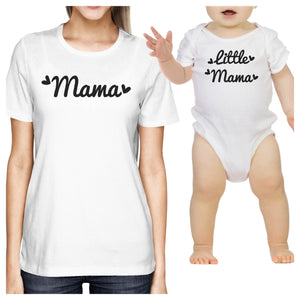 Mama & Little Mama White Mom and Baby Girl Couple T Shirt Onesie - 365INLOVE