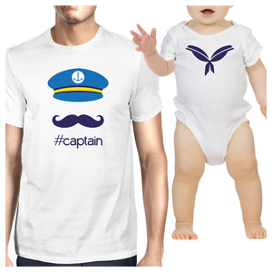 My Captain White Cute Design Dad Baby Boy Matching Shirts Dad Gifts - 365INLOVE