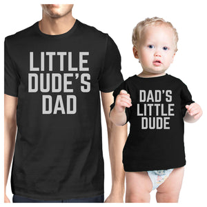 Little Dude Black Matching Graphic T-Shirts For Dad and Baby Boy - 365INLOVE