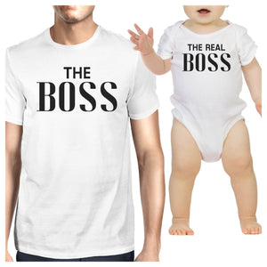 The Real Boss White Dad and Baby Girl Matching Tops Funny Dad Gifts - 365INLOVE