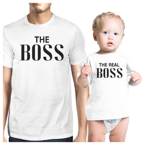 The Real Boss White Funny Matching Tees Gifts For Dad and Baby Girl - 365INLOVE