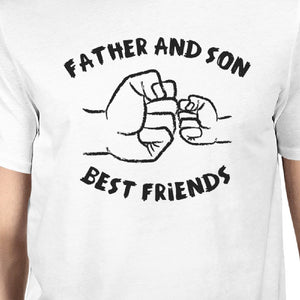 Father And Son Best Friends Fist Pound Dad and Baby Matching White Shirts