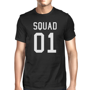 Squad Mens Black Tee Shirt Round Neck Cotton Graphic Tshirt For Dad